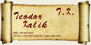 Teodor Kalik vizit kartica